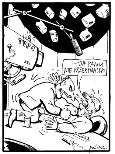Rysunek Andrzeja Mleczki. Ja panu nie przerywałem.